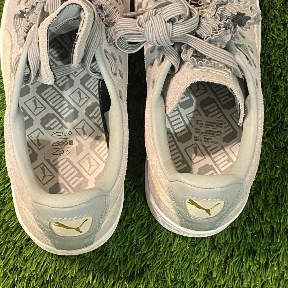 Puma Suede XL Big‎ Ribbon Lace VR Sneakers - Gray - Women's Sz 9 Rare Shoes